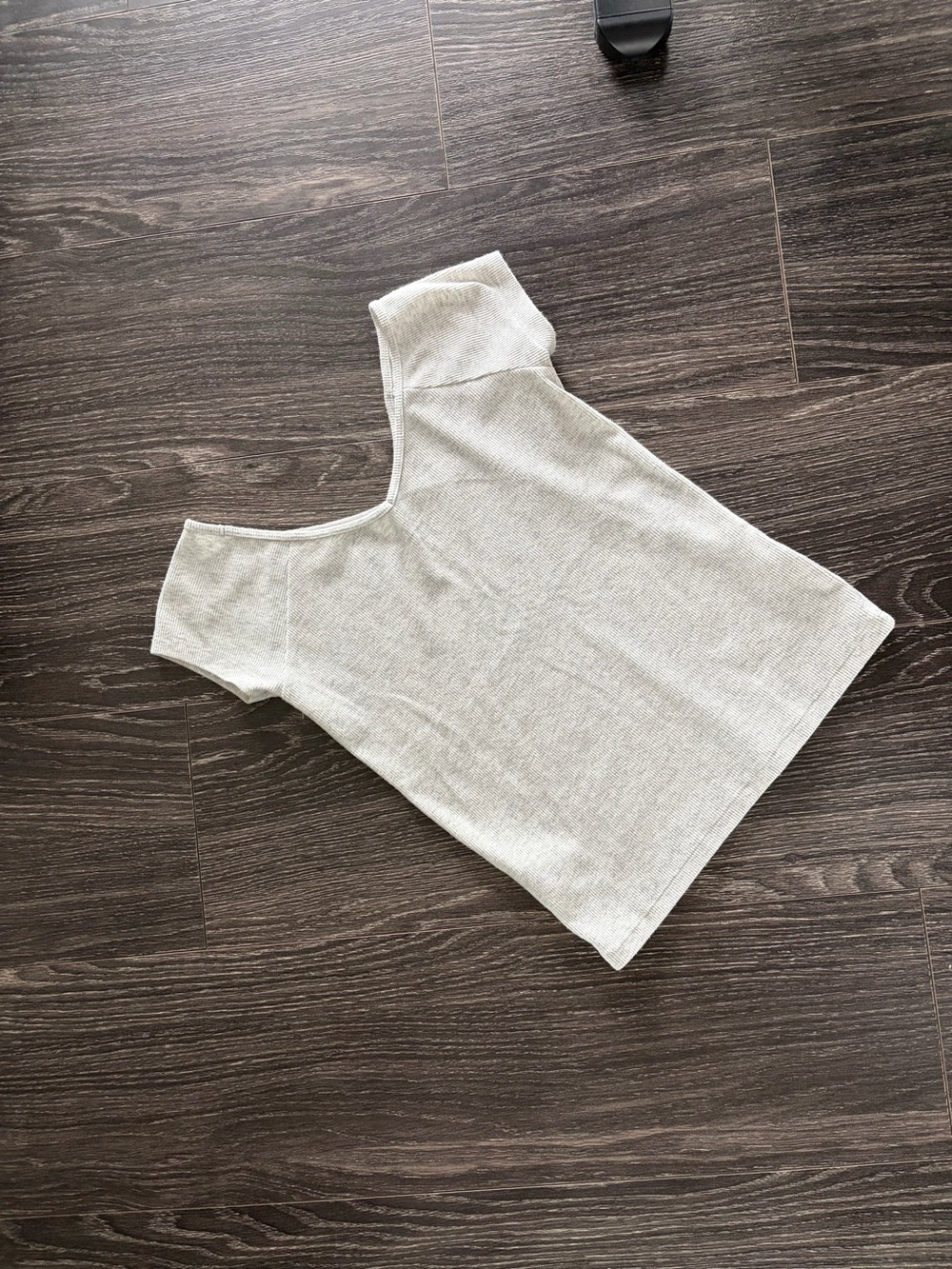 American Eagle Outfitters Ribbed Square-Neck Short Sleeve Top - Light Cream